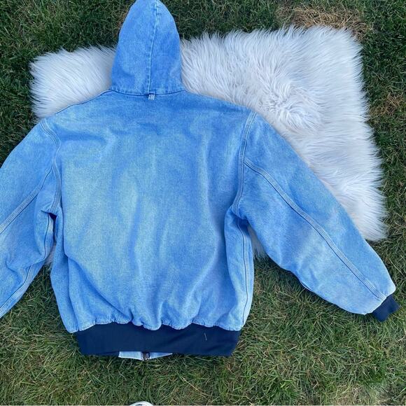VTG Carhartt Denim Jacket Blanket Lined Mens ASAP Rocky XL - Picture 9 of 10